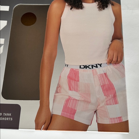 DKNY Women’s Soft Pink Tank and Striped Shorts Set - Picture 10 of 15